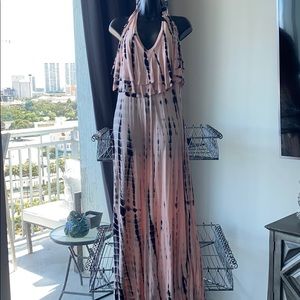 Halter tie-dye TParty maxi dress